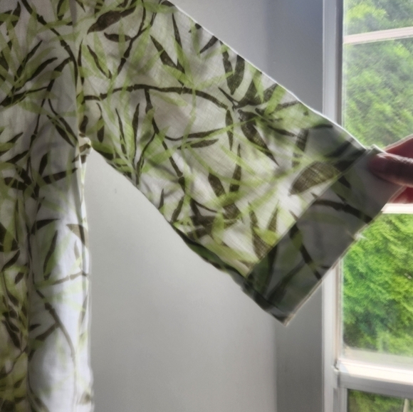 JM Collection Green Brown Floral 100% Linen 3/4 Sleeves Button Up Blouse size 16 - Picture 6 of 6